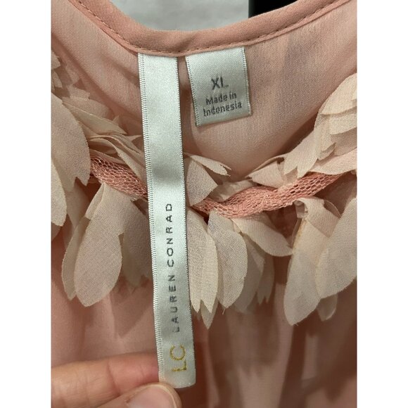Lauren Conrad Peach Layered Chiffon Cropped Tank Top Floral Y2K Romantic SZ XL - Picture 5 of 9